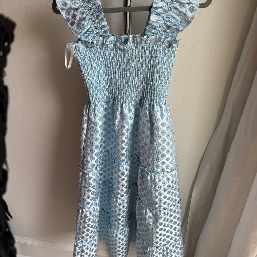 Hill House Light Blue Textured Dress